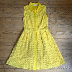 Yellow Eyelet Fit and Flare Dress